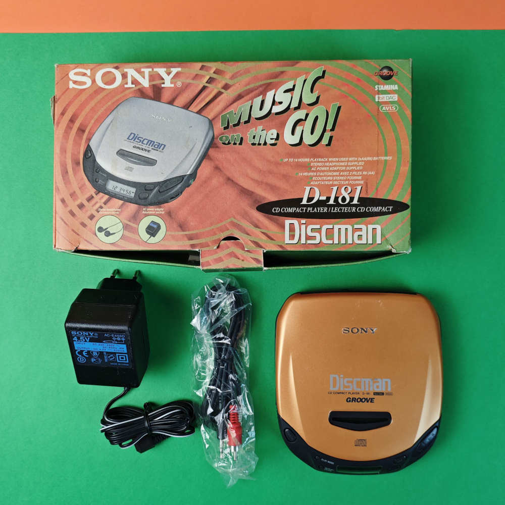 Sony Discman D-181 portable Cd Player orange